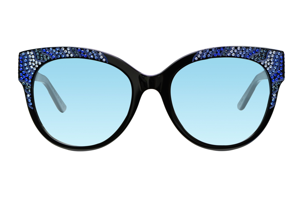 ASIA c.NRB – Black with light blue, royal blue, and light blue crystals and blue laserwork