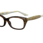 Nunzia c.186 – Smoked brown front & horn temples with gold jewel component and light smoked