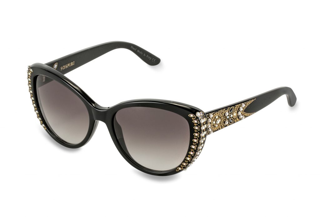LOLA c.NRG – Black with metallic gold, alabaster and black crystals and white pearls