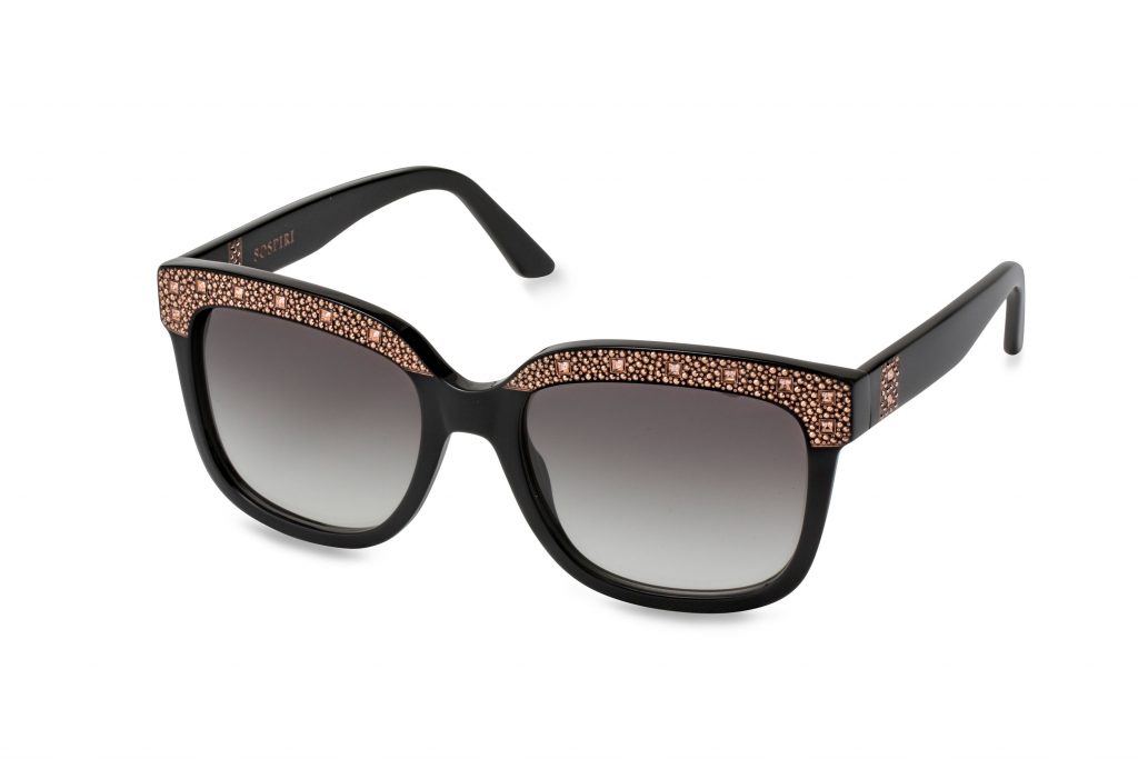 MICHELA c.NRG – Black with rose gold and light peach crystals