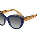 Penelope c.604 – Translucent blue front with marigold temples and blue and marigold crystals