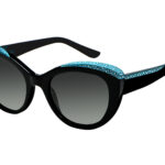 Penelope c.NRBA – Black with light blue crystals and carribean blue laserwork