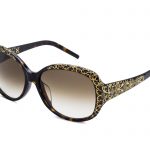Isabella c.627 – Tortoise with black and burgundy crystals and gold laserwork