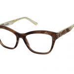 GIORGIA c.186 – Striped brown front and horn temples with smoked topaz and gold crystals and brown laserwork