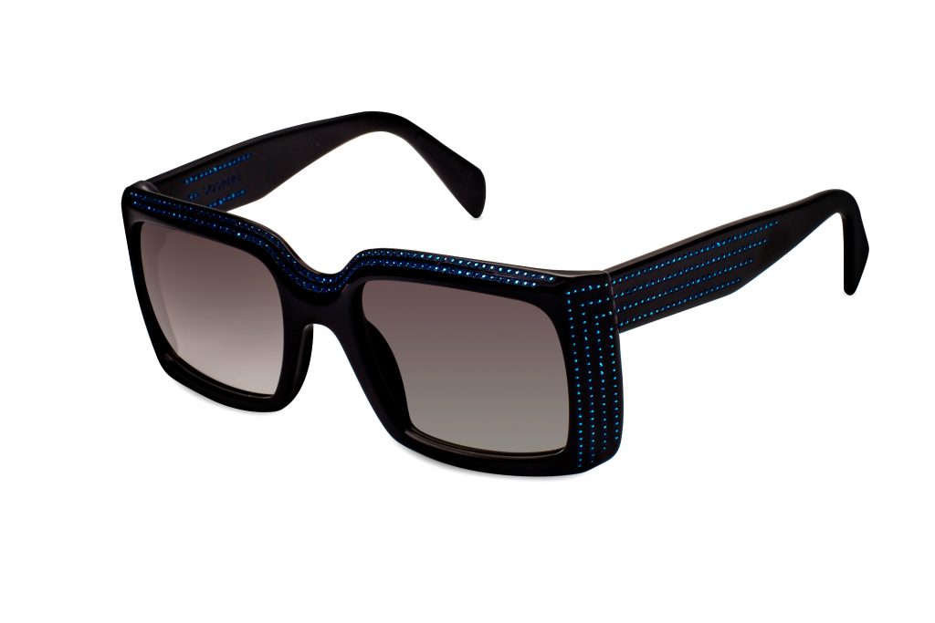 Mantra c.NRB – Black with metallic blue crystals and blue laserwork