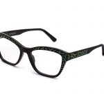 FEDE c.NRE – Black with matte baroque laserwork overlaid with green crystals
