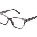 FILOMENA c.NR – Black with clear crystals and matte silver floral laserwork