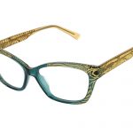 Filomena c.843 – Green front and light gold temples with emerald crystals and matte gold floral laserwork