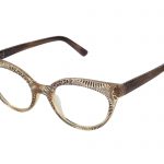 Clara c. 861 – Translucent light amber front and brown temples with gold and smoked topaz crystals