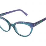Flavia c. 437 – Sea green front and translucent iris temples with emerald and purple crystals