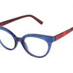 Flavia c. 6052 – Translucent blue front and fuchsia red temples with sapphire, blue and scarlet red crystals