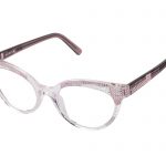Flavia c. 894 – Translucent light pink front and purple temples with rose and clear crystals