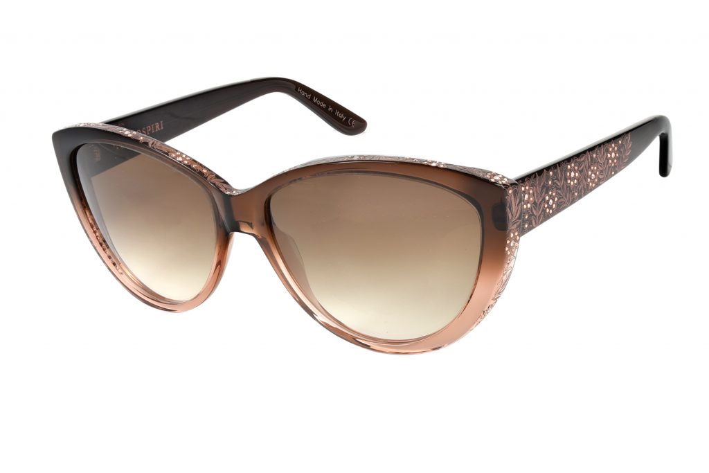 FATIMA c.079 – Gradient brown with rose gold and light peach crystals with bronze laserwork