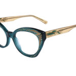 DEMI c.439 – Translucent emerald green front and gold temples with light topaz crystals gold and green detailing