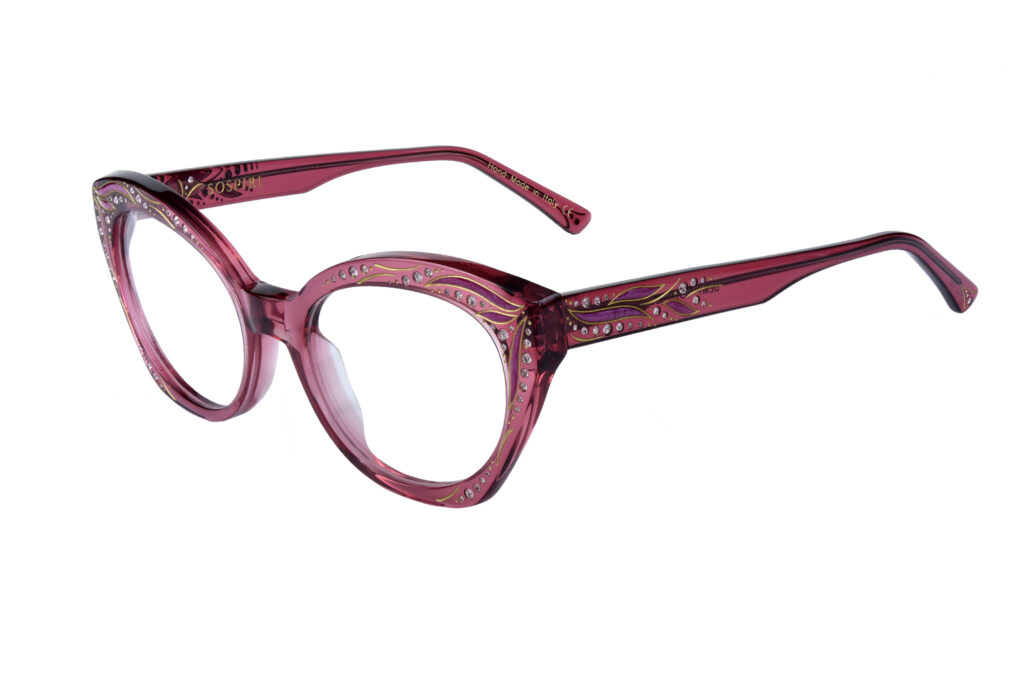 DEMI c.551 – Translucent dusty rose with amethyst crystals and brilliant rose and gold detailing