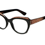 Alisea c.NRV – Black with rose gold and light peach crystals and bronze laserwork