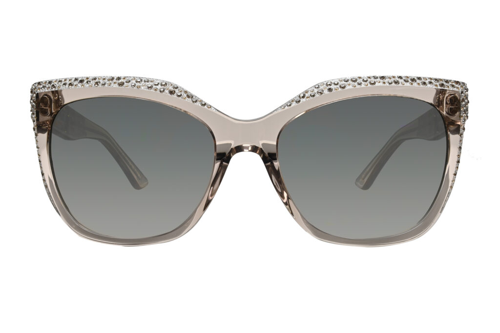 Thea c.105 – Translucent fawn with light grey crystals and silver laserwork front
